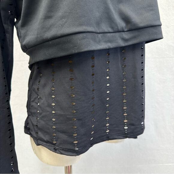 Fabletics Shelby Long-Sleeve 2 Layer Eyelet Laser Mesh Black Top Size Medium - Picture 9 of 16